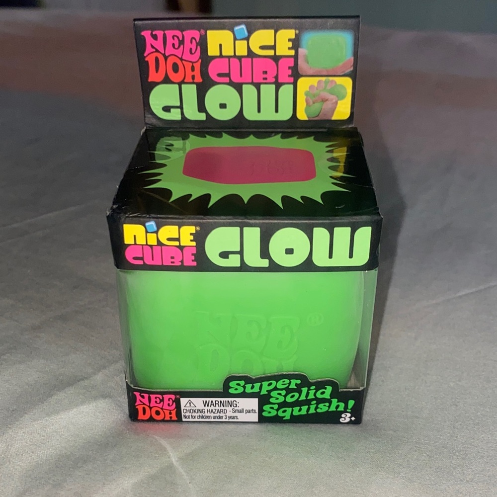 Needoh Nice Cube Glow Green Squishy Toy New
